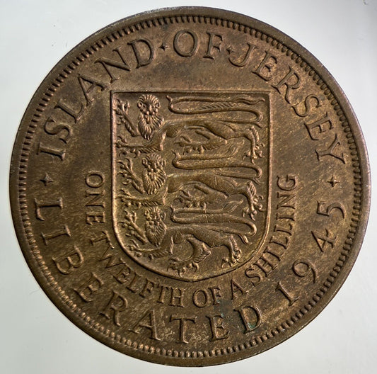 1945 Jersey 1/12 One Twelfth Of A Shilling Coin | Very High Grade