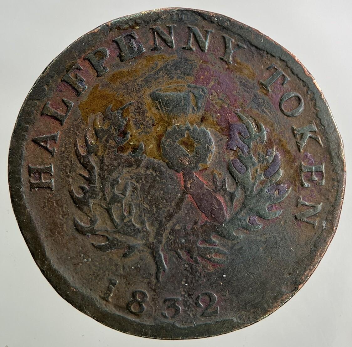 1832 Canada Nova Scotia Half-Penny Token Coin | Collectable Grade
