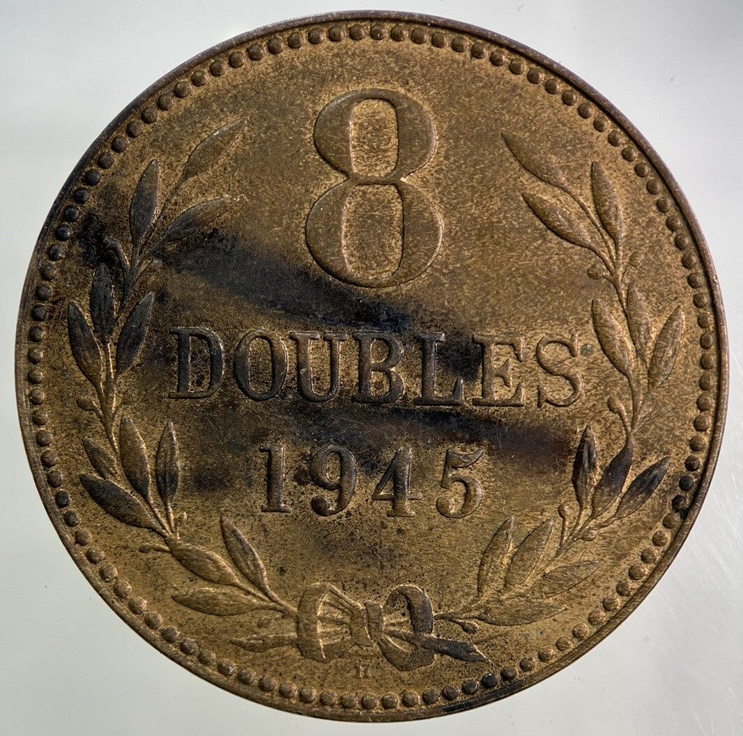 1945 Guernsey 8 Doubles Coin | Very High Grade