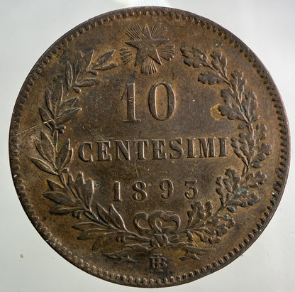 1893 Italy 10 Centesimi Coin | Fine Collectable Grade
