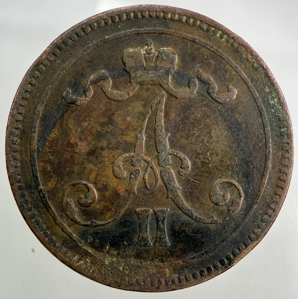 1865 Finland 10 Pennia Coin | Fine Collectable Grade