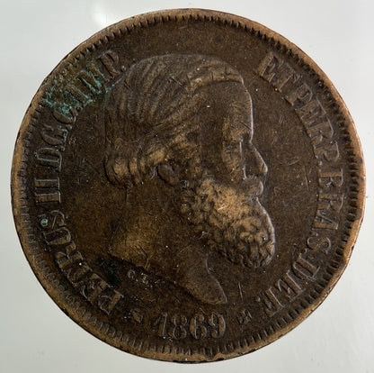 1869 Brazil 20 Reis Coin | Fine Collectable Grade