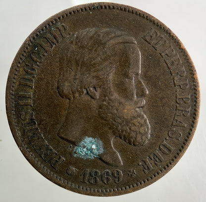 1869 Brazil 20 Reis Coin | Fine Collectable Grade
