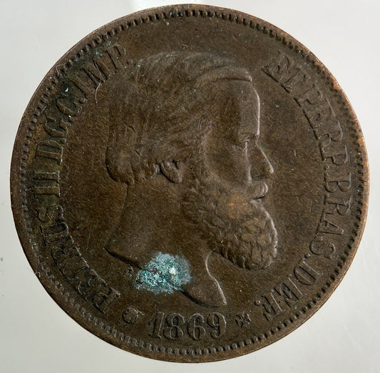 1869 Brazil 20 Reis Coin | Fine Collectable Grade