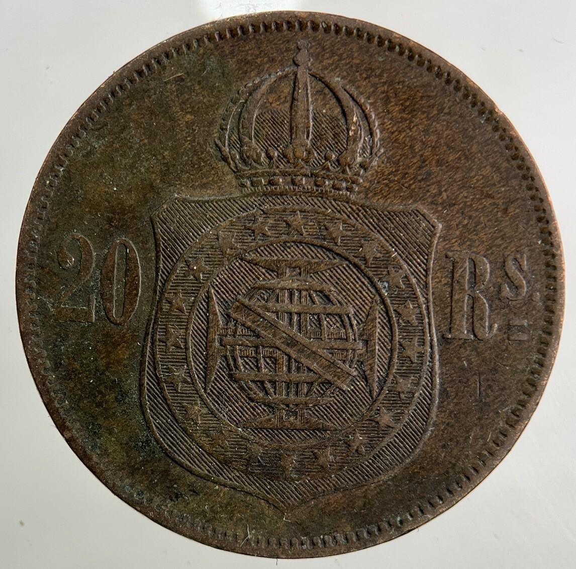1869 Brazil 20 Reis Coin | Fine Collectable Grade