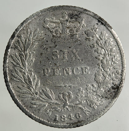 1846 Victoria Sixpence Silver Coin | Fine Collectable Grade