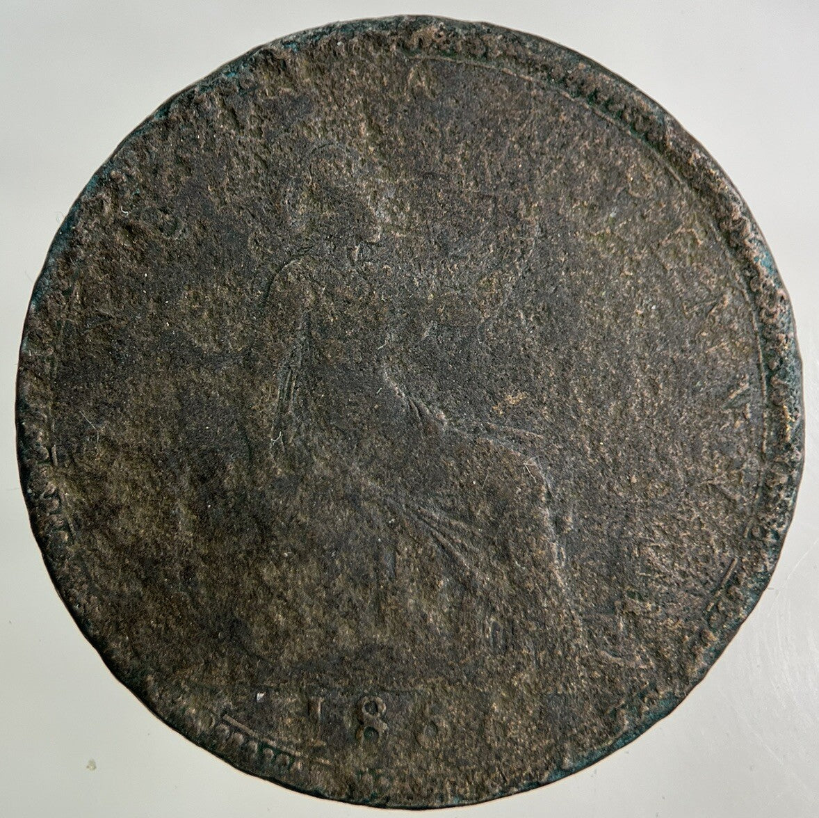 1866 Victoria One Penny Coin | Worn Grade