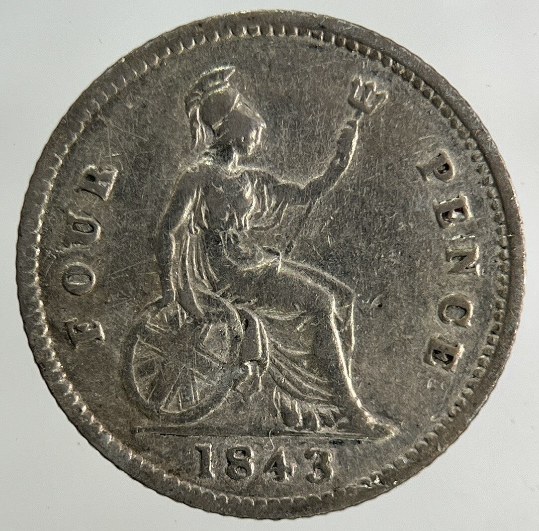 1843 Victoria Groat Four-Pence Silver Coin | Fine Collectable Grade