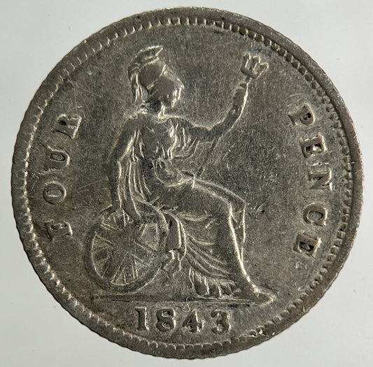 1843 Victoria Groat Four-Pence Silver Coin | Fine Collectable Grade