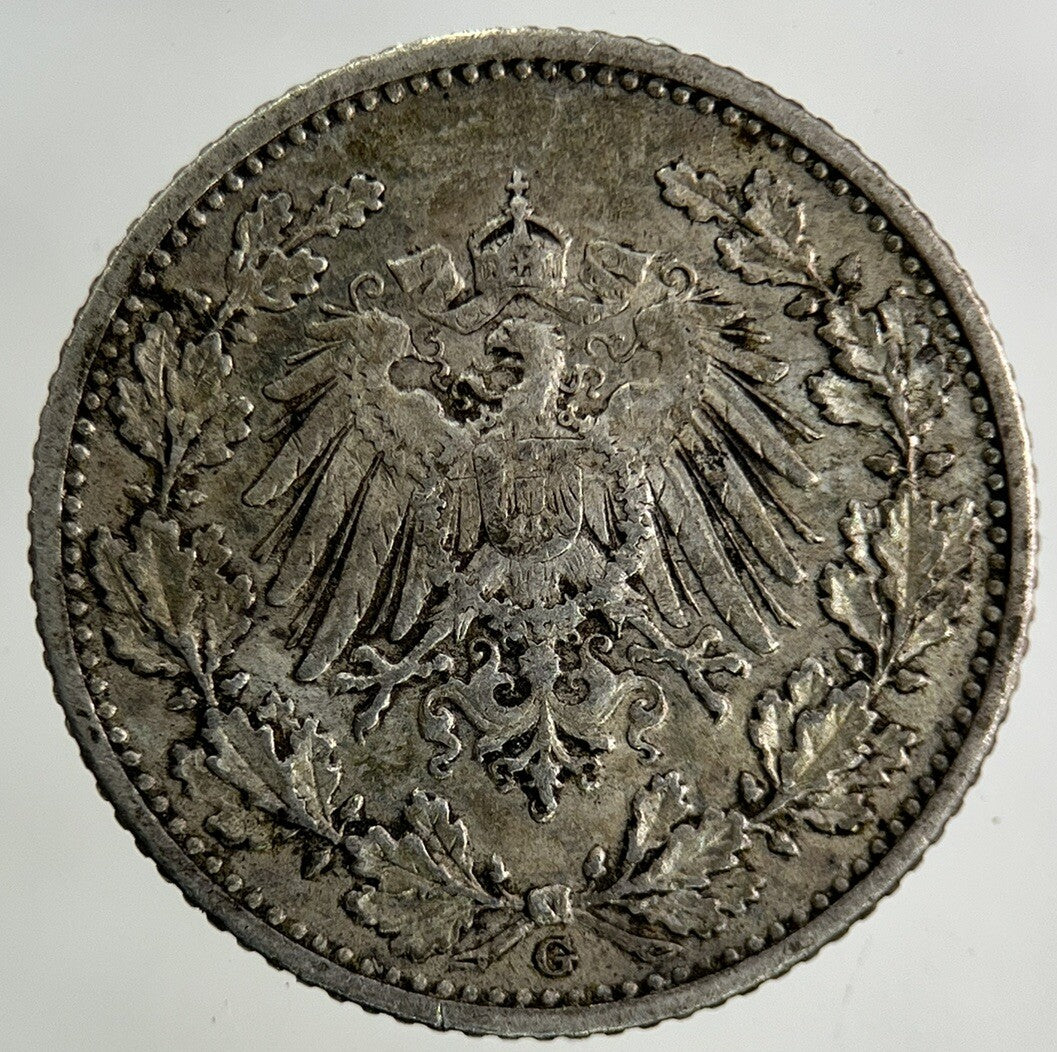 1905 Germany 1/2 Half Mark Silver Coin | Fine Collectable Grade