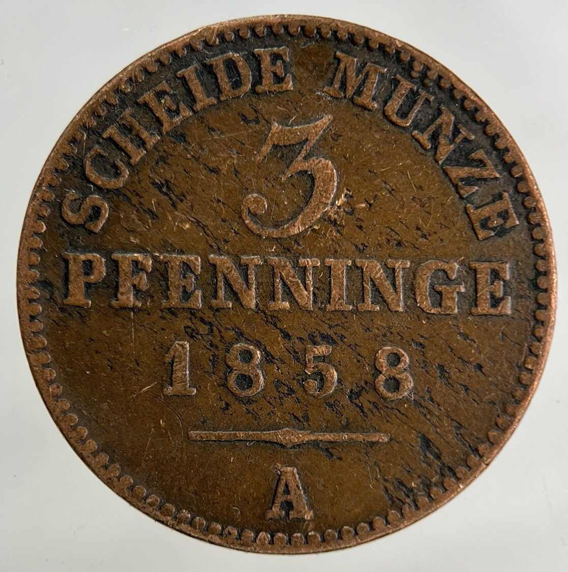 1858 Germany German States 3 Pfennig Coin | Collectable Grade