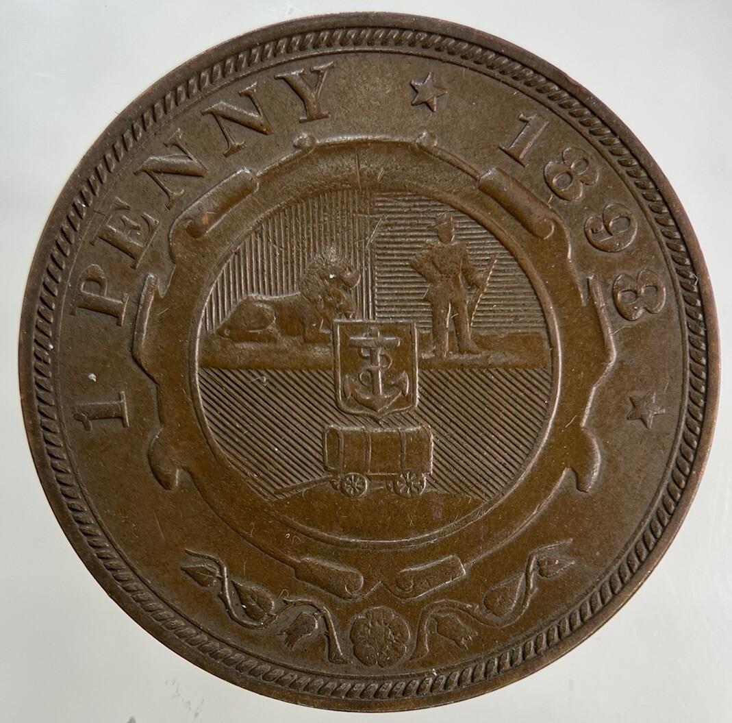 1898 South Africa One Penny Coin | Very Fine Grade