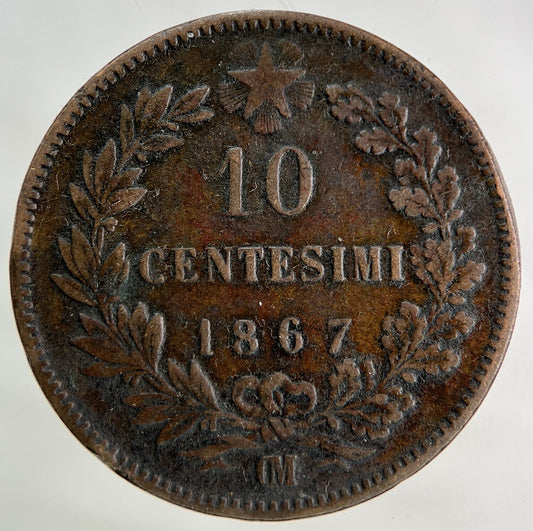 1867 Italy 10 Centesimi Coin | Fine Collectable Grade