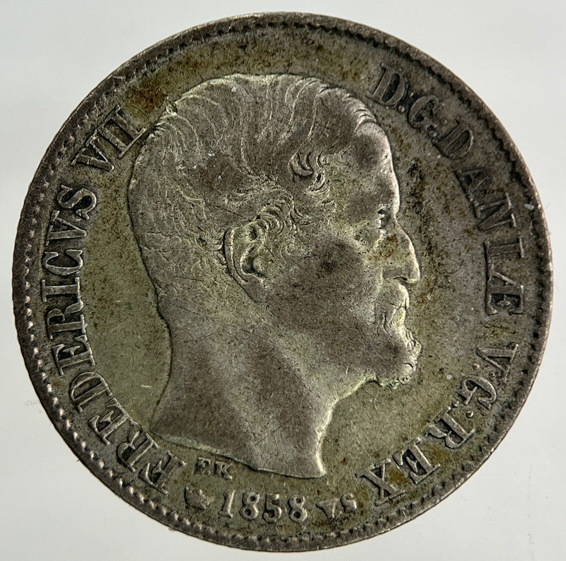 1858 Denmark 16 Skilling Silver Coin | Fine Collectable Grade