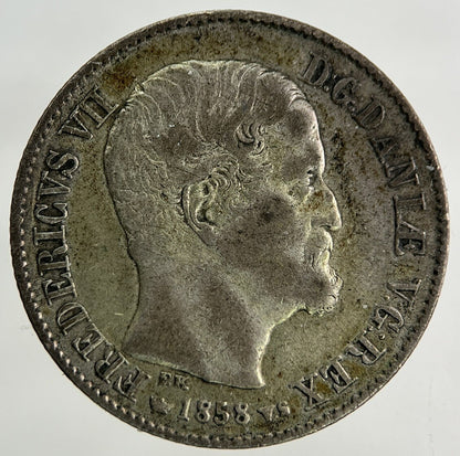 1858 Denmark 16 Skilling Silver Coin | Fine Collectable Grade