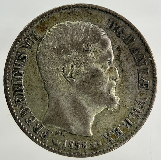 1858 Denmark 16 Skilling Silver Coin | Fine Collectable Grade