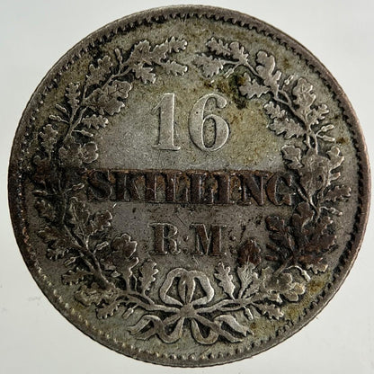 1858 Denmark 16 Skilling Silver Coin | Fine Collectable Grade