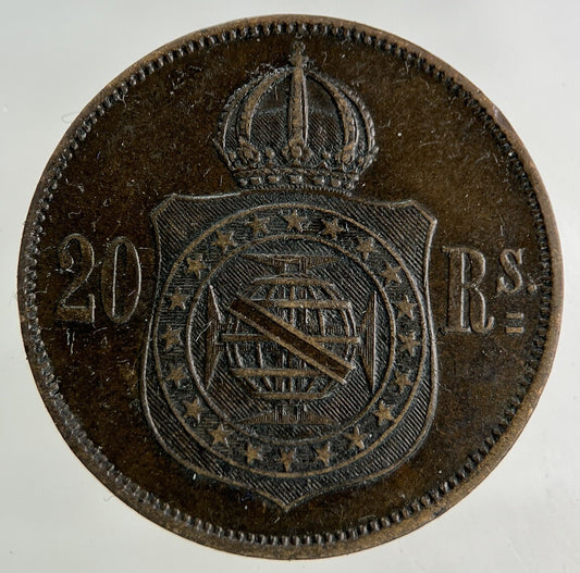 1869 Brazil 20 Reis Coin | Fine Collectable Grade
