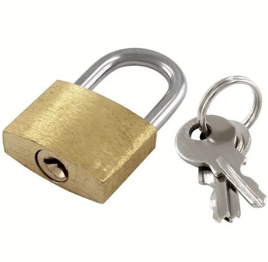 1 x Mini Solid Brass Padlock With 2 Keys For Bag Suitcase Diary Premium UK Stock