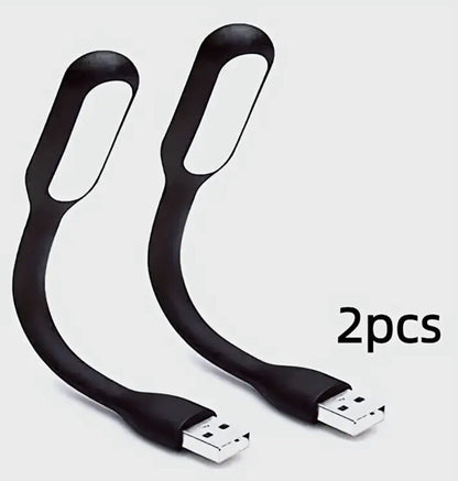 2 x Black Mini LED Night Reading Portable Travel Flexible Lights UK Stock