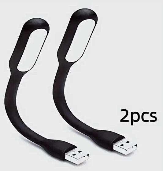 2 x Black Mini LED Night Reading Portable Travel Flexible Lights UK Stock