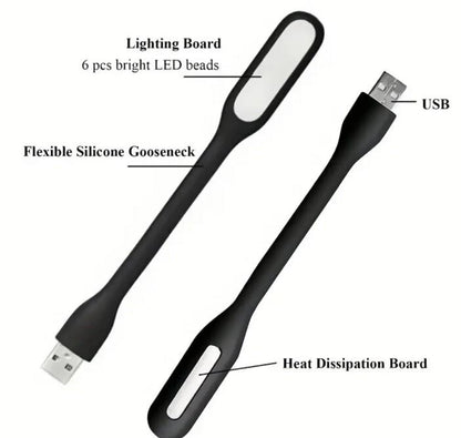 2 x Black Mini LED Night Reading Portable Travel Flexible Lights UK Stock