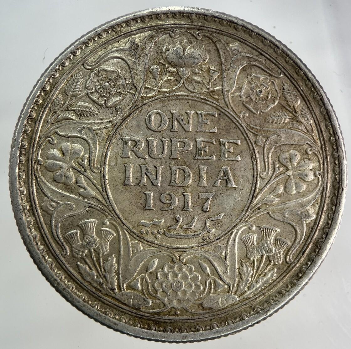 1917 India One Rupee Silver Coin | Very High Grade