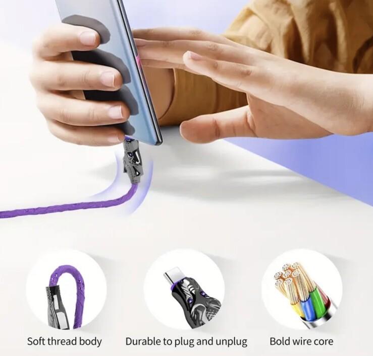 White Glowing Dragon USB A To Type C Cable 100W Fast Charger Data Transfer 1M