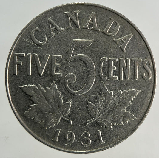 1931 Canada 5 Cents Coin | Fine Collectable Grade