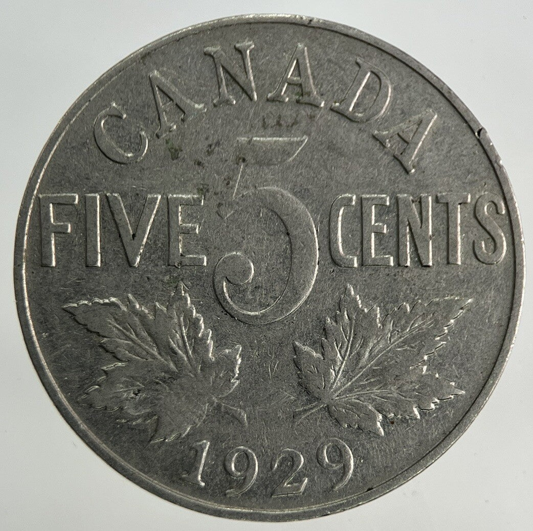 1929 Canada 5 Cents Coin | Fine Collectable Grade