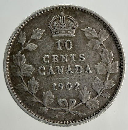 1902 Canada 10 Cents Silver Coin | Fine Collectable Grade