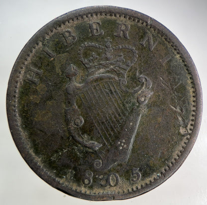 1805 Irish One Penny Coin | Fine Collectable Grade
