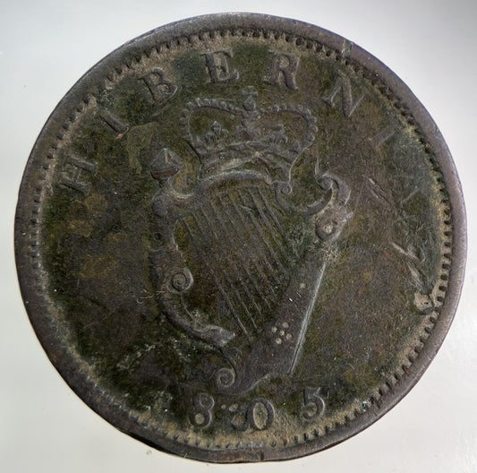 1805 Irish One Penny Coin | Fine Collectable Grade