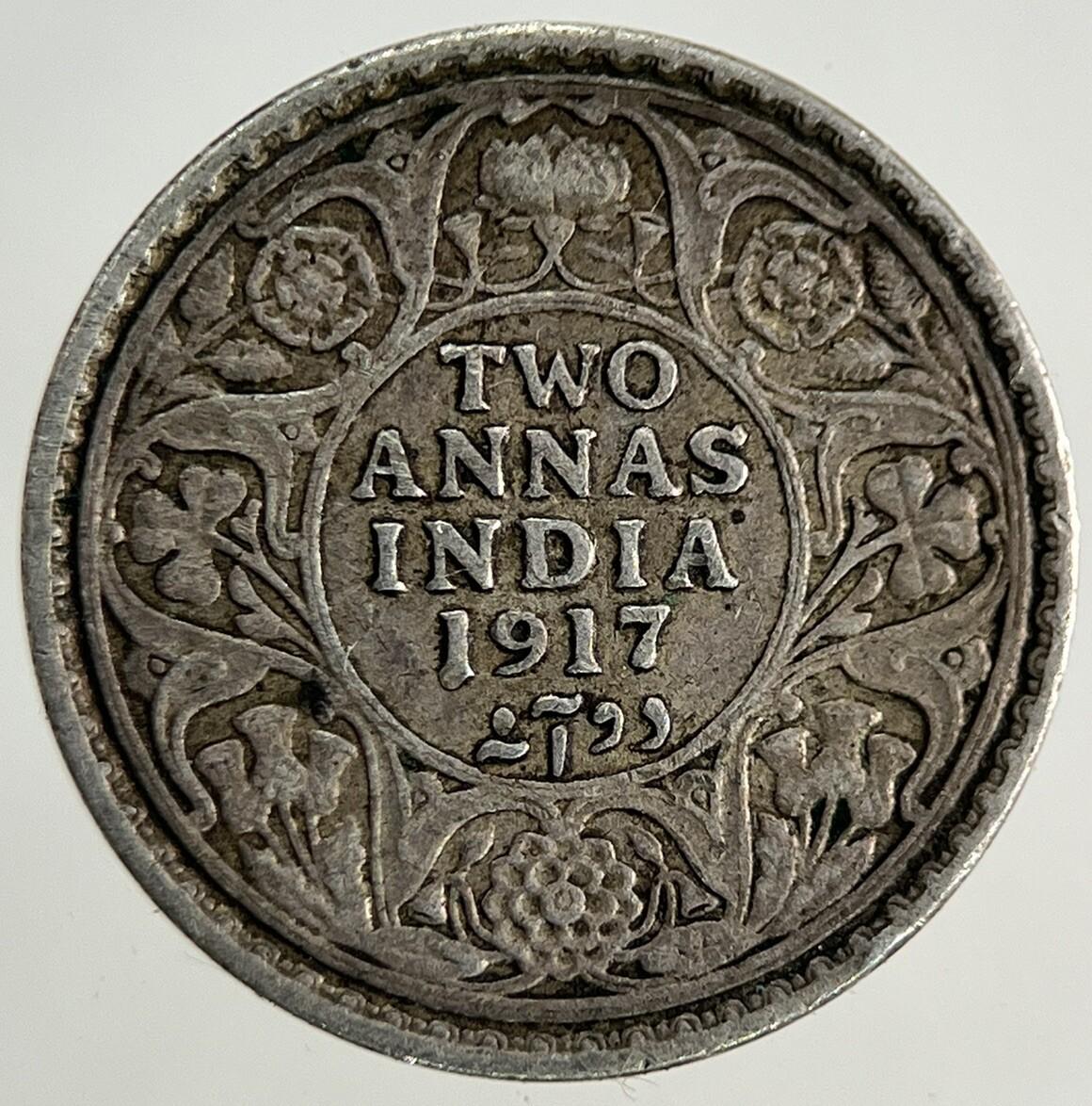 1917 India 2 Annas Silver Coin | Very High Grade