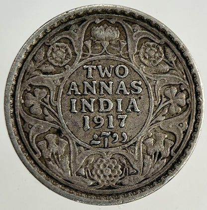 1917 India 2 Annas Silver Coin | Very High Grade