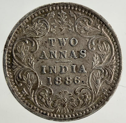 1886 India 2 Annas Silver Coin | Very High Grade