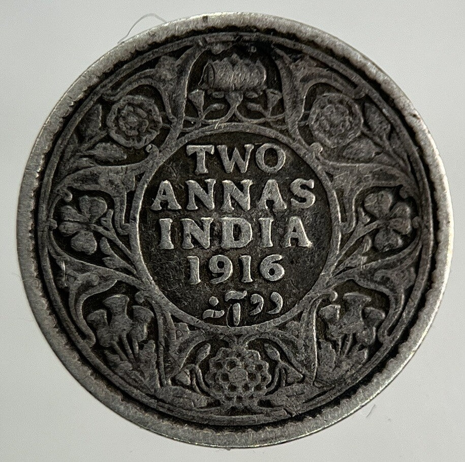 1916 India 2 Annas Silver Coin | Fine Collectable Grade