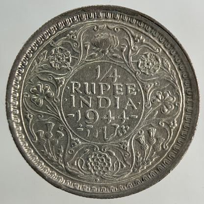1944 India 1/4 Quarter Rupee Silver Coin | Very High Grade