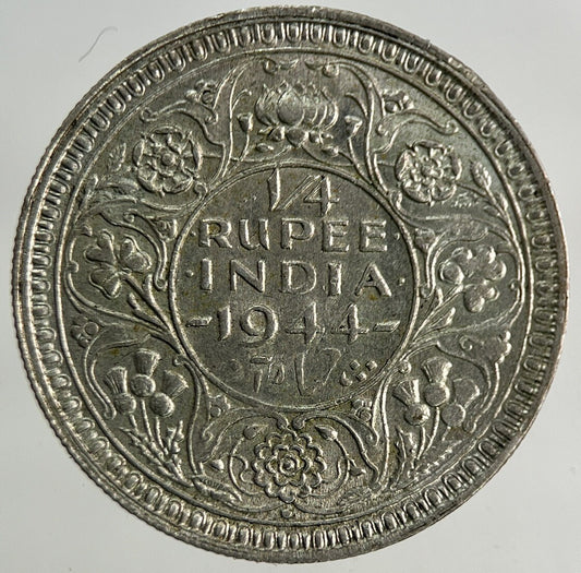 1944 India 1/4 Quarter Rupee Silver Coin | Very High Grade