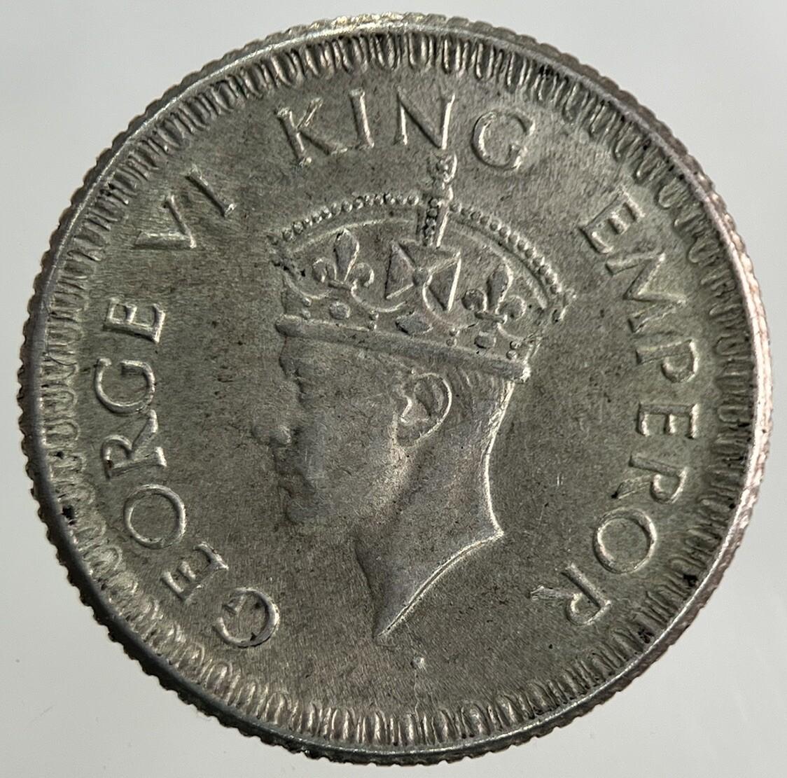 1943 India 1/4 Quarter Rupee Silver Coin | Very High Grade