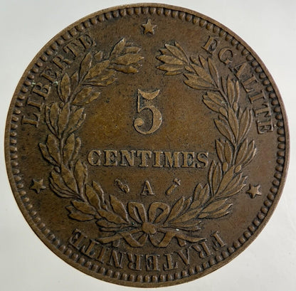 1896 France 5 Centimes Coin | Very High Grade