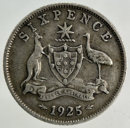 1925 Australia Sixpence Silver Coin | Fine Collectable Grade