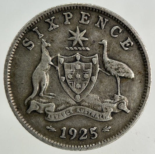 1925 Australia Sixpence Silver Coin | Fine Collectable Grade