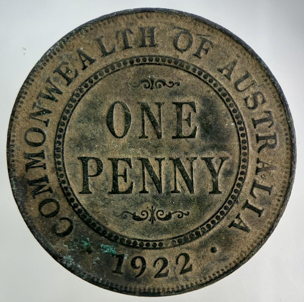 1922 Australia One Penny Coin | Very High Grade