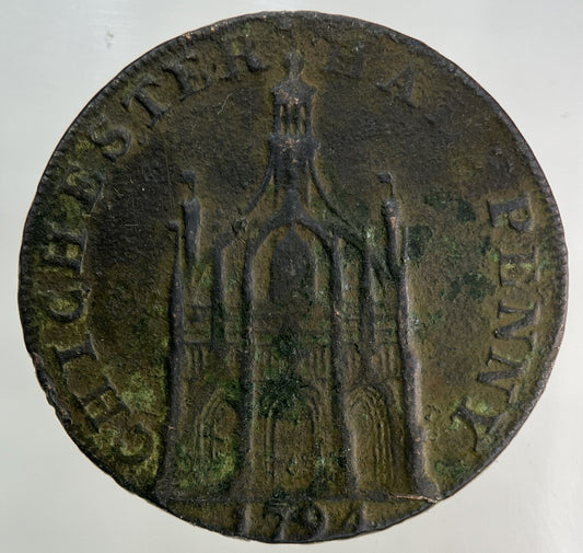 1794 Queen Elizabeth Chichester Half-Penny Coin | Fine Collectable Grade