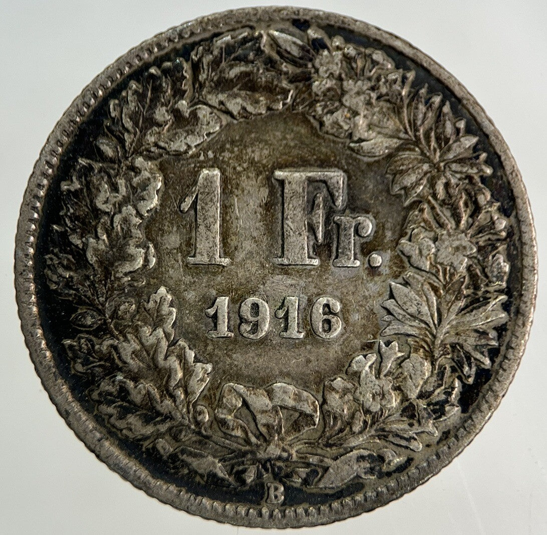 1916 Switzerland Swiss 1 Franc Silver Coin | Fine Collectable Grade