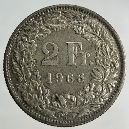 1965 Switzerland Swiss 2 Franc Silver Coin | Very High Grade