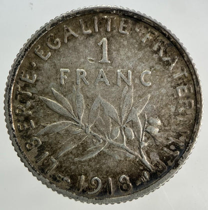 1918 France 1 Franc Silver Coin | Fine Collectable Grade