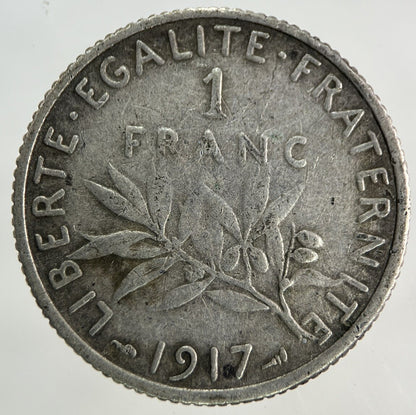 1917 France 1 Franc Silver Coin | Fine Collectable Grade