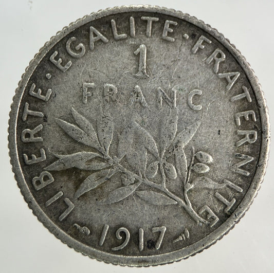 1917 France 1 Franc Silver Coin | Fine Collectable Grade